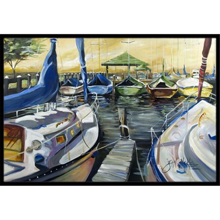Carolines Treasures Seven Boats Sailboats Indoor and Outdoor Mat- 24 x 36 in. JMK1075JMAT